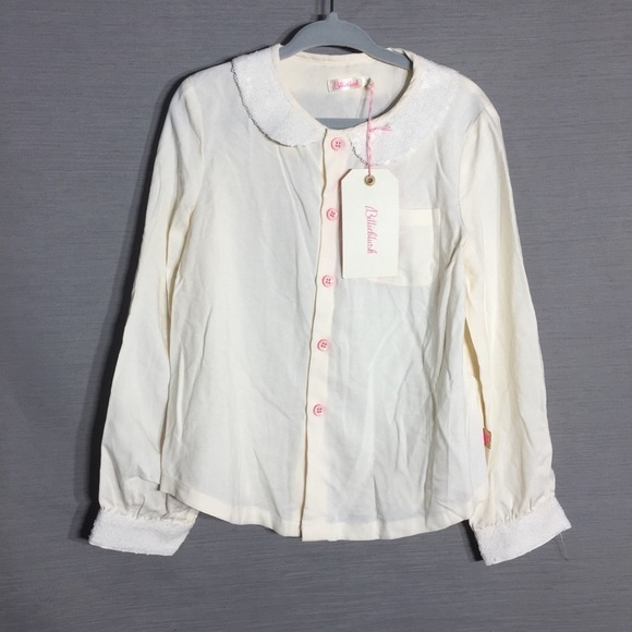 Billiblush Girls NWT sequin collar cream blouse - Picture 1 of 7